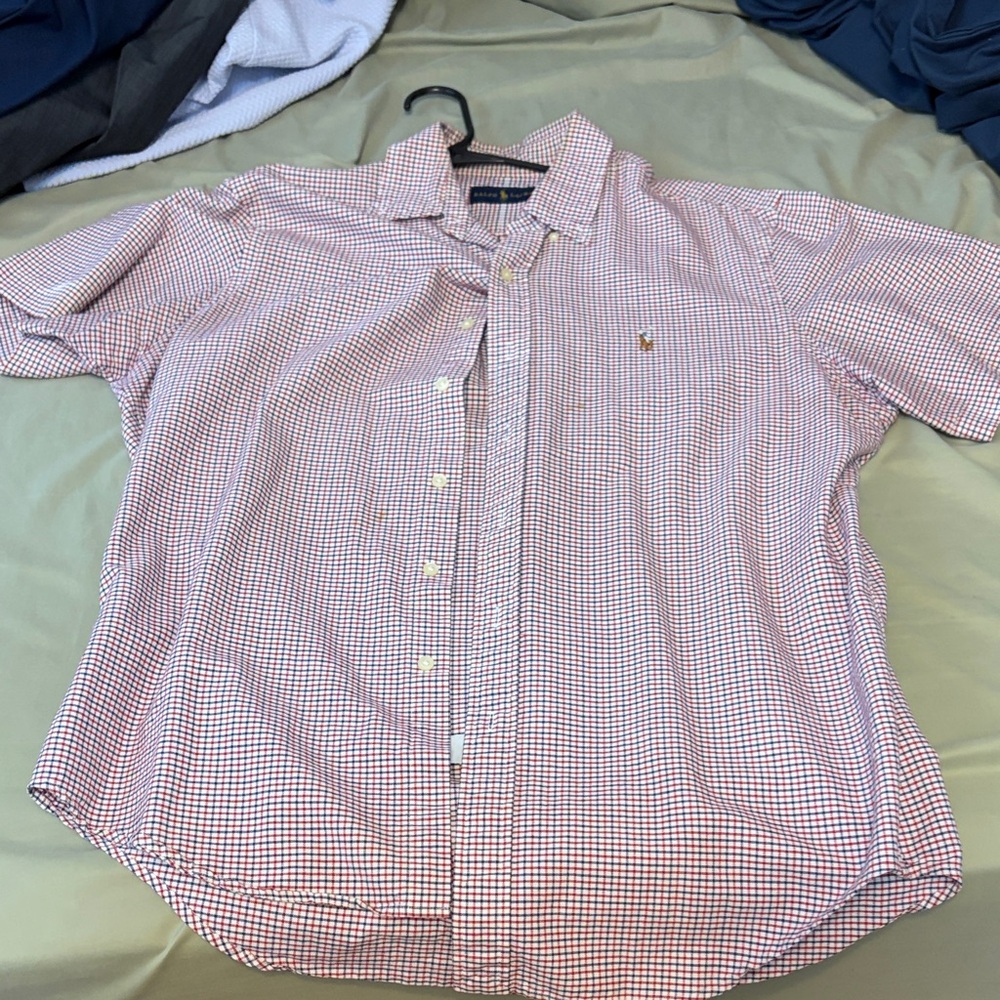 Ralph Lauren Red and White Checkered Button Down Shirt